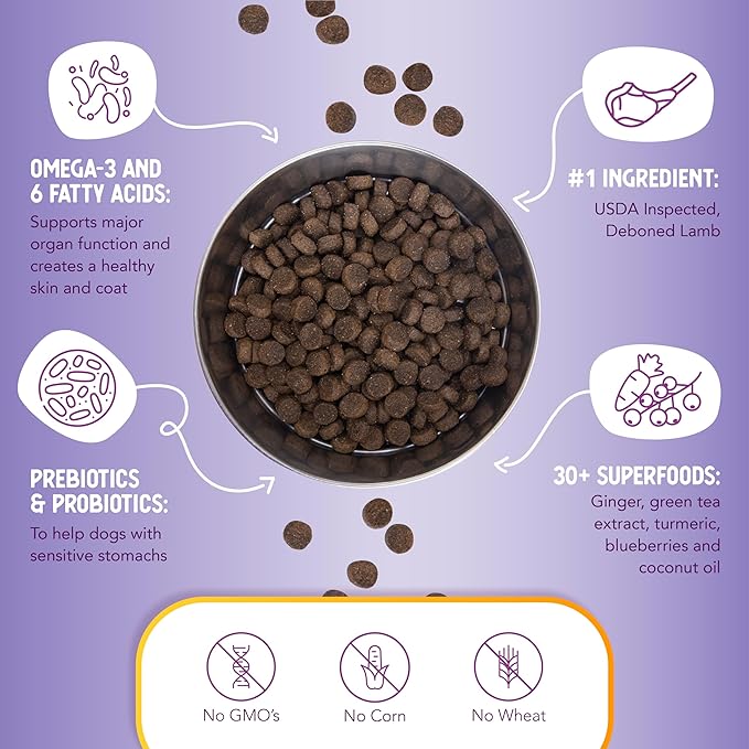 Health Extension Dry Dog Food, Natural Food for All Puppies & Dogs with added Vitamins & Mineral, Lamb & Brown Rice Recipe (4 Lb / 1.8 Kg)