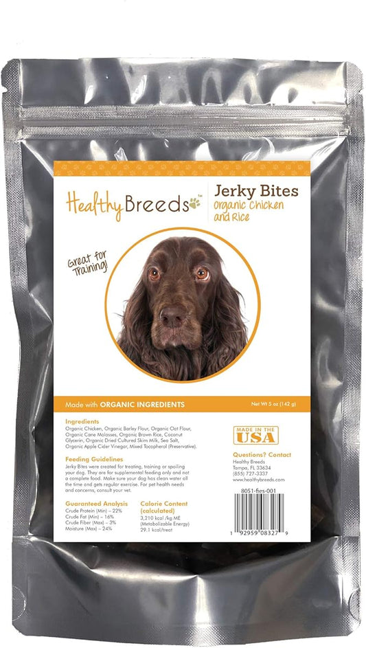 Healthy Breeds Field Spaniel Jerky Bites Chicken & Rice Recipe Dog Treats 5 oz