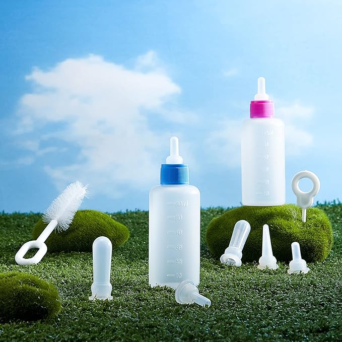 16 Pieces Pet Feeding Bottle Kit Kitten Bottles Kitten Milk Replacer Puppy Milk Feeder with Replacement Nipples Puppy Feeding Bottles for Small Animals Newborn Dog and cat Nursing Supplies