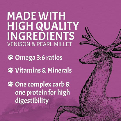 Canine Caviar Leaping Spirit Dog Food – Limited Ingredient Alkaline Holistic Dog Food – All Life Stages – Gluten Free, Ultra-Premium Dog Food – Healthy Skin & Coat – Venison & Pearl Millet – 22lbs