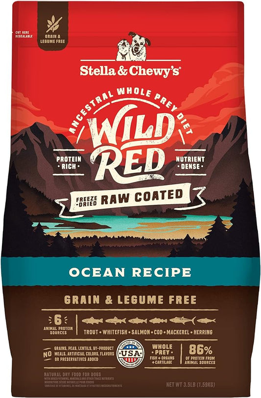 Stella & Chewy's Wild Red Dry Dog Food Raw Coated High Protein Grain & Legume Free Ocean Recipe, 3.5 lb. Bag