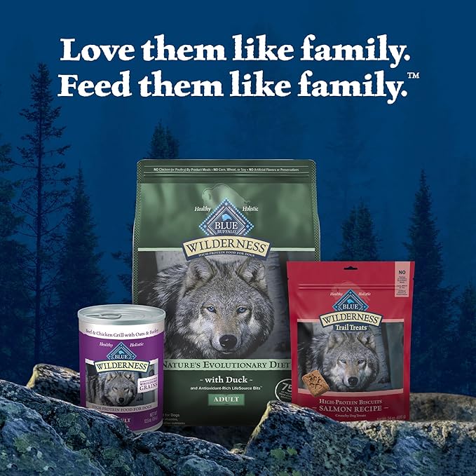 Blue Buffalo Wilderness High Protein Natural Adult Dry Dog Food plus Wholesome Grains, Duck 28 lb bag