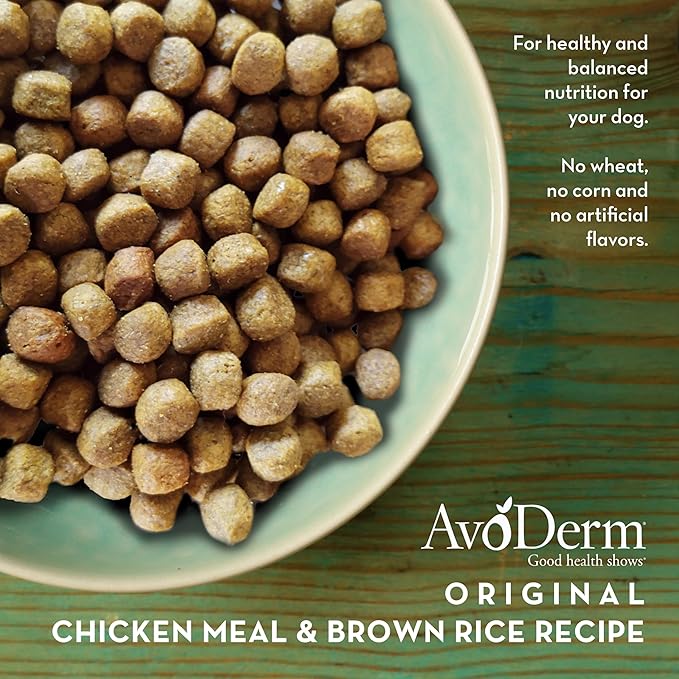 AvoDerm Natural Dry Dog Food, For Skin & Coat, Chicken & Rice Formula 15 Pound