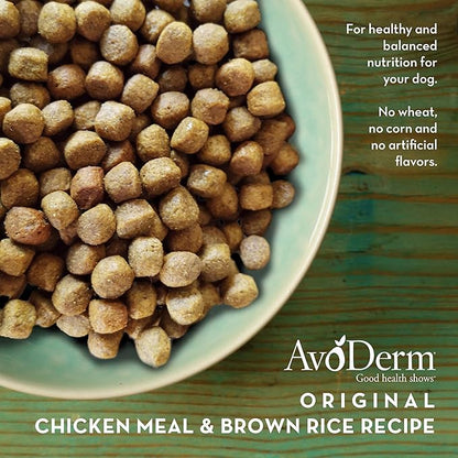 AvoDerm Natural Dry Dog Food, For Skin & Coat, Chicken & Rice Formula 15 Pound