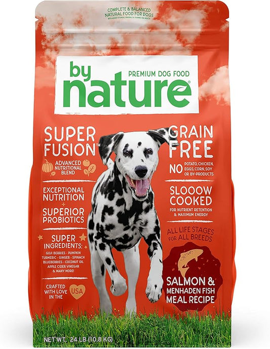 Grain Free Dog Food Made in USA [Grain Free Dry Dog Food with Superfood Ingredients for Food Sensitivities and Immune Health], Salmon & Menhaden Fish Meal Recipe, 24 lb. Bag
