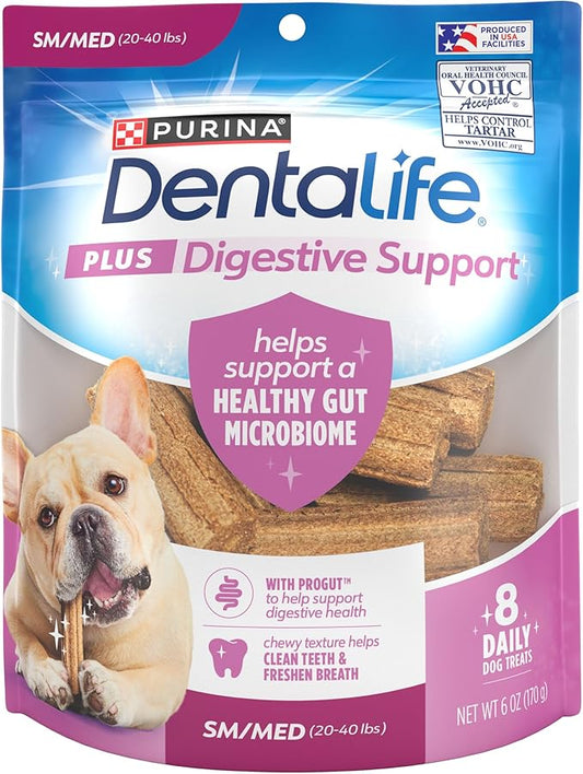 Dentalife Purina Plus Digestive Support Chicken and Pumpkin Flavor Small/Medium Dog Dental Chews - 6 oz. Pouch