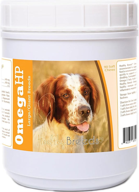 Healthy Breeds Irish Red and White Setter Omega HP Fatty Acid Skin and Coat Support Soft Chews 90 Count