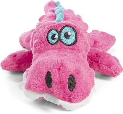 goDog Gators Squeaky Plush Dog Toy, Chew Guard Technology - Pink, Small