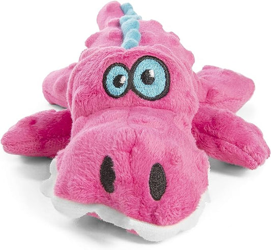 goDog Gators Squeaky Plush Dog Toy, Chew Guard Technology - Pink, Small