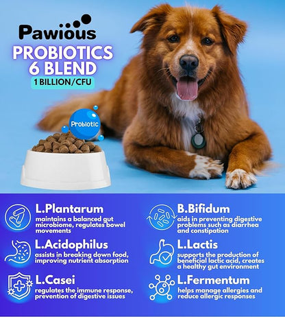 Probiotics for Dogs - Digestive Enzymes Gut Flora, Digestive Health, Immune System - Diarrhea Support, Itchy Skin, Allergies - Pumpkin, Flaxseed Meal, Papaya Powder - Probiotic Chews for Dogs