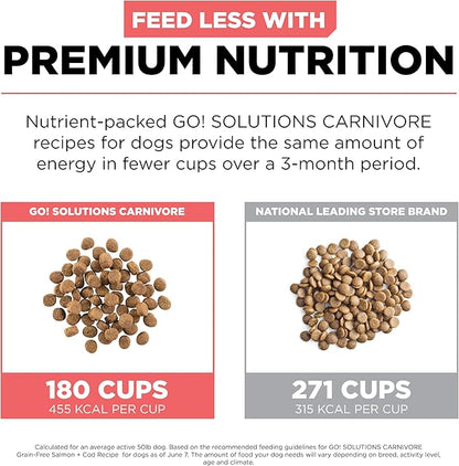 GO! SOLUTIONS Carnivore Protein Rich Dry Dog Food - Grain Free Salmon and Cod Recipe - Complete & Balanced Nutrition for All Life Stages, 3.5 lbs