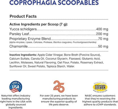 NaturVet Scoopables Coprophagia for Dogs - No Poop Eating for Dogs - Stool Eating Deterrent Supplement with Probiotic & Digestive Enzymes - Hickory Smoked Bacon Flavored | 11oz Bag