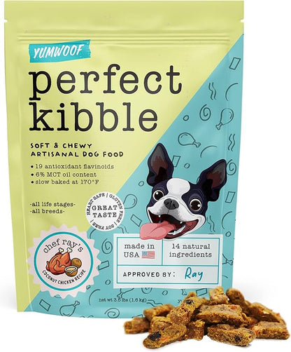 Perfect Kibble Non-GMO Air Dried Dog Food | Improves Allergies & Digestion with Organic Coconut Oil, MCTs & Antioxidants | Vet-Approved Soft Dry Diet | Made in USA (Chicken 3.5lbs)