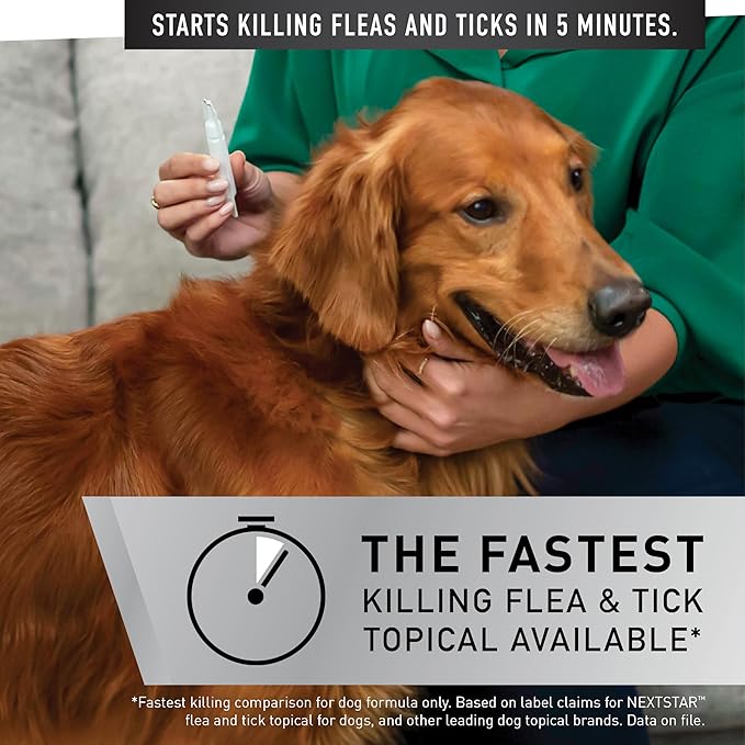 Flea and Tick Prevention for Dogs, Repellent, Treatment, and Control, Fast Acting Waterproof Topical Drops for Small, Medium and Large Dog and Puppies, 1 Month Dose
