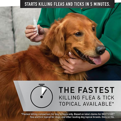 Flea and Tick Prevention for Dogs, Repellent, Treatment, and Control, Fast Acting Waterproof Topical Drops for Small, Medium and Large Dog and Puppies, 1 Month Dose