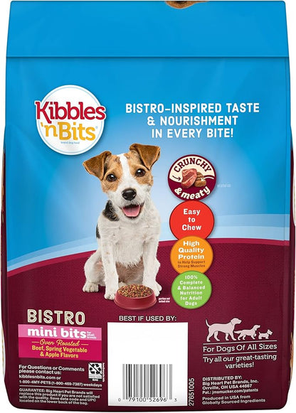 Kibbles 'N Bits Bistro Oven Roasted Beef Flavor Small Breed Mini Bits Dry Dog Food, 3.5 Pound Bag (Pack of 4)