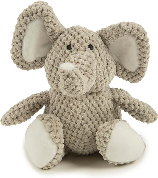 goDog Checkers Elephant Squeaky Plush Dog Toy, Chew Guard Technology - Gray, Small