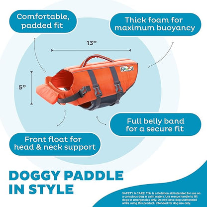 Outward Hound Granby Splash Orange Dog Life Jacket, Small
