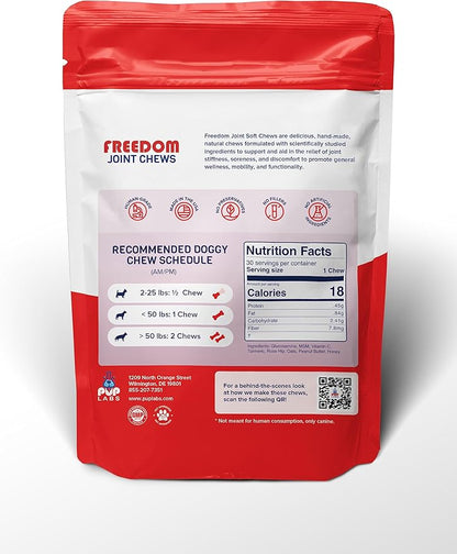 Freedom Joint Chews - Delicious Dog Hip and Joint Supplement - Vitamins Packed with Super Nutrients - Keep Your Pup Happy and Active - Made for All Dogs and Breeds - Made in the USA, 30 chews