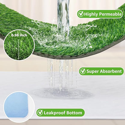 PICK FOR LIFE Dog Grass Mat with Pee Pad,Artificial Indoor Grass Potty Training Pads for Dogs Doggies Washable,Reusable Puppy Pads Leakproof on Outdoor Patio Balcony Apartment(24.5x39'')