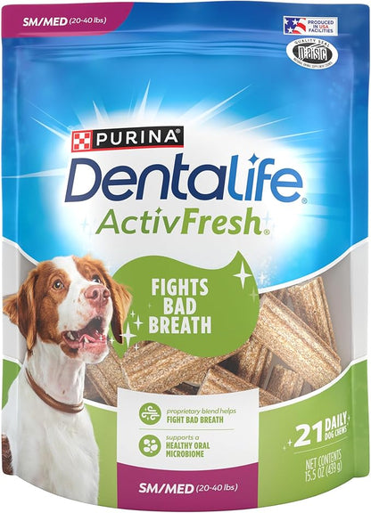 Purina DentaLife ActivFresh Chicken Flavor Small/Medium Breed Adult Dog Dental Chews - 21 ct. Pouch