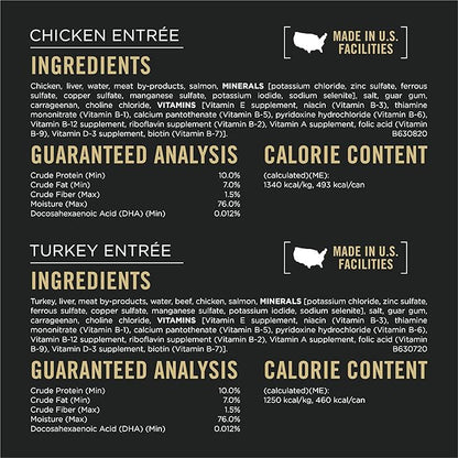 Purina Pro Plan Development Grain Free Chicken Entree and Grain Free Turkey Entree Puppy Wet Dog Food Variety Pack - (Pack of 12) 13 oz. Cans