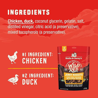 Stella & Chewy's Wild Red Jerky Nuggets Dog Treats Chicken & Duck Recipe, 6 oz. Bag