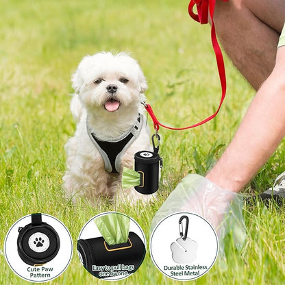 RASSE Dog Poop Bags Dispenser - Dog Poop Bags Holder for Leash Attachment - Zipper Pouch with Carabiner Clip, 1680D Nylon Oxford Waste Bag Dispenser & Handfree Holder Metal