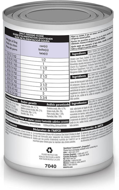 Hill's Science Diet Adult 1-6, Adult 1-6 Premium Nutrition, Wet Dog Food, Chicken & Beef Loaf, 13 oz Can, Case of 12