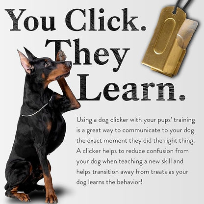Gold Dog Clicker with Necklace - Clickers for Pet Training - Dog Training & Behavior Aids Easy to Carry with You Anywhere - Teach Your Dog Tricks or Reward His Behavior