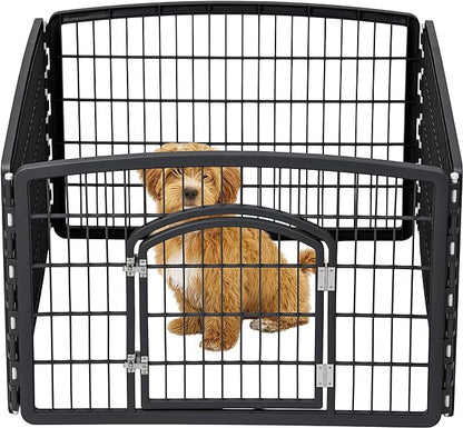 IRIS USA Dog Playpen, 4-Panel 24" Pet Playpen, Puppy Playpen, Indoor/Outdoor Dog Pen, 35 x 35 x 24, Foldable, Fold It Down, Easy Storing, Customizable, Black