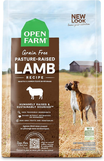 Open Farm Pasture-Raised Lamb Grain-Free Dry Dog Food, New Zealand Lamb Recipe with Non-GMO Superfoods and No Artificial Flavors or Preservatives, 11 lbs