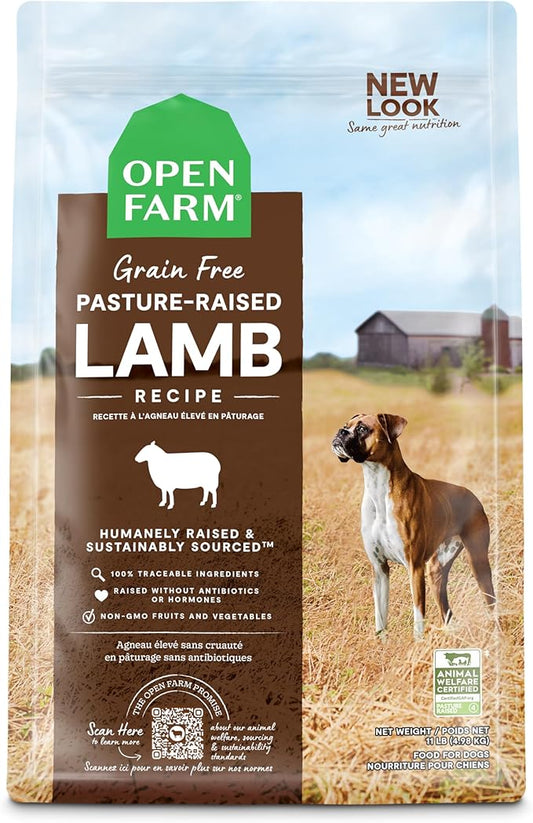 Open Farm Pasture-Raised Lamb Grain-Free Dry Dog Food, New Zealand Lamb Recipe with Non-GMO Superfoods and No Artificial Flavors or Preservatives, 11 lbs
