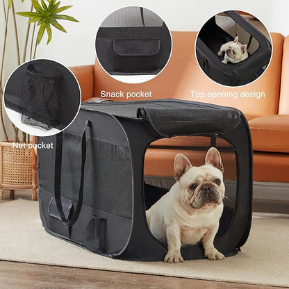 Love's cabin 36in Portable Upgrade Large Dog Bed - Pop Up Dog Kennel, Indoor Outdoor Crate for Pets, Portable Car Seat Kennel, Cat Bed Collection, Black