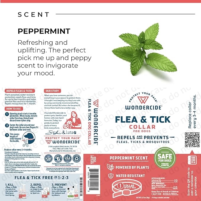Wondercide - Dog Collar - Flea, Tick, Mosquito Repellent for Dogs - with Natural Essential Oils - Pet and Family Safe - 3PK - Up to 12 Months Protection