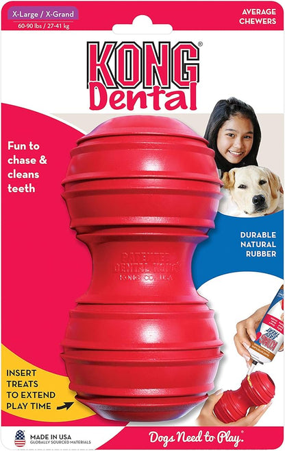 KONG Dental Dog Toy - for Dog Dental Care - Stuffable Chew Toy - Provides Chewing Outlet & Satisfies Instinctual Needs - Cleans Teeth & Gums - Made with Durable Natural Rubber - for X-Large Dogs