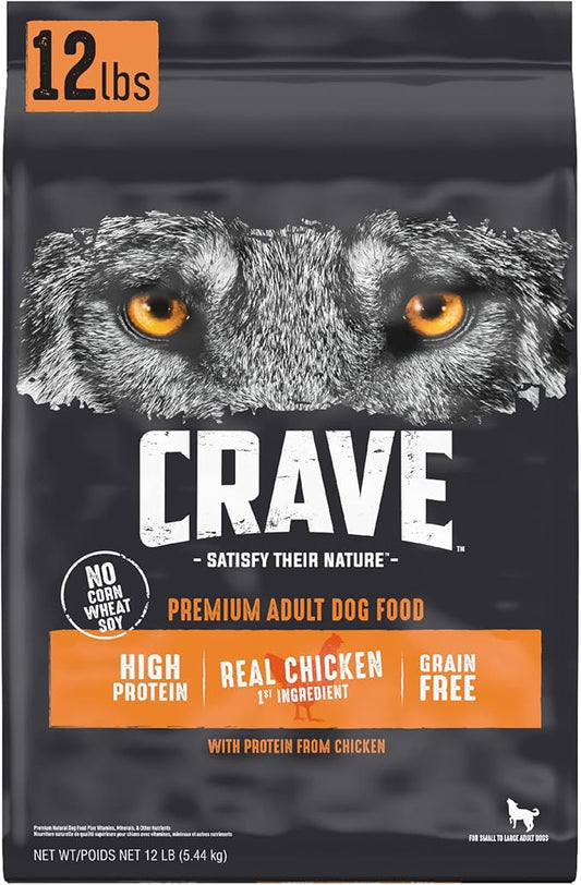 CRAVE Grain Free High Protein Adult Dry Dog Food, Chicken, 12 lb. Bag