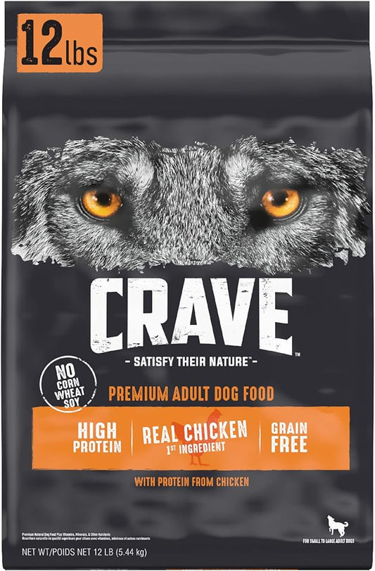 CRAVE Grain Free High Protein Adult Dry Dog Food, Chicken, 12 lb. Bag