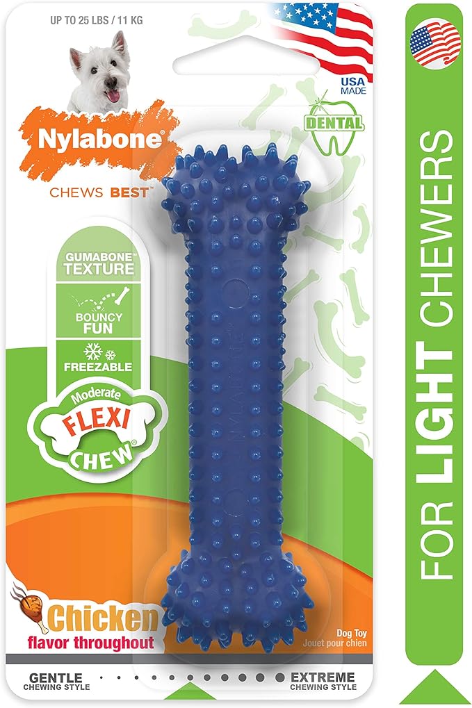Nylabone Flexi Chew Moderate Textured Dental Chew Toy for Dogs, Chicken Flavor, Small/Regular (1 Count)