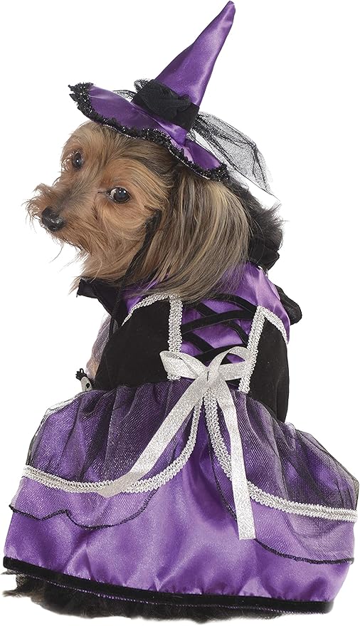 Rubie's Pet Costume, Small, Purple Witch Dress and Hat