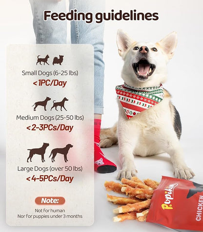 16OZ High Protein Dog Chewy Treats Biscuits, Chicken Wrapped Dog Biscuits Rawhide Free Soft Chewy Treats Training for Dogs