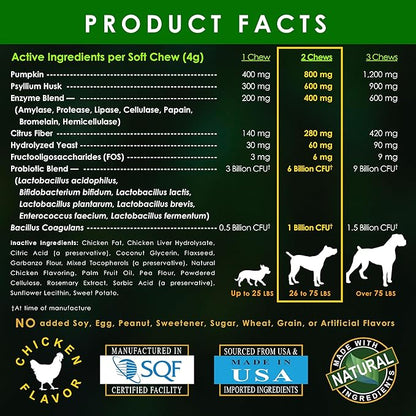 Probiotics for Dogs | All-Natural Dog Probiotic Supplement with Enzymes, Prebiotics, Pumpkin | Promote Digestive Health, Improve Allergy & Immunity, 270 Count (Pack of 3 x 90 ct)