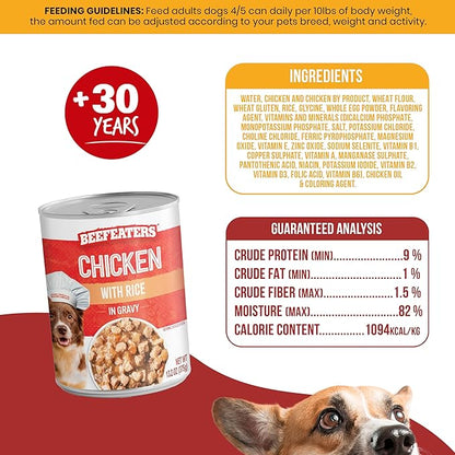 Beefeaters Dog Treats - Chicken with Rice in Gravy 13.2oz, Case of 12 | Adult Dog Food, Balanced Nutrition, Savory Gravy | Supports Muscle & Dental Health | Training Treats for Adult Dogs