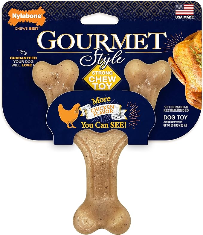 Nylabone Gourmet Style Strong Chew Wishbone Dog Chew Toy, Chicken Flavor, Large/Giant (1 Count)