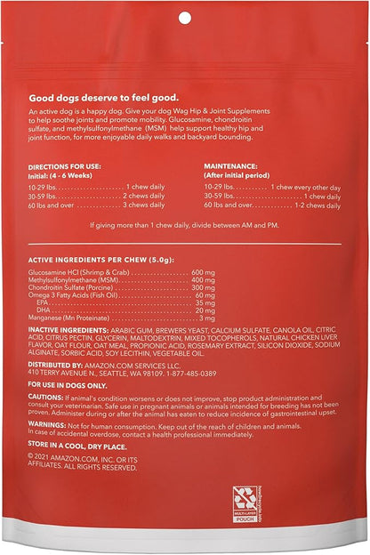 Amazon Brand - Wag Hip & Joint Soft Chews for Dogs, 120 Count