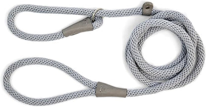 Martha Stewart Braided Rope & Leather Slip Lead for Dogs, Grey, 6'