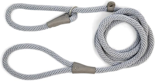 Martha Stewart Braided Rope & Leather Slip Lead for Dogs, Grey, 6'