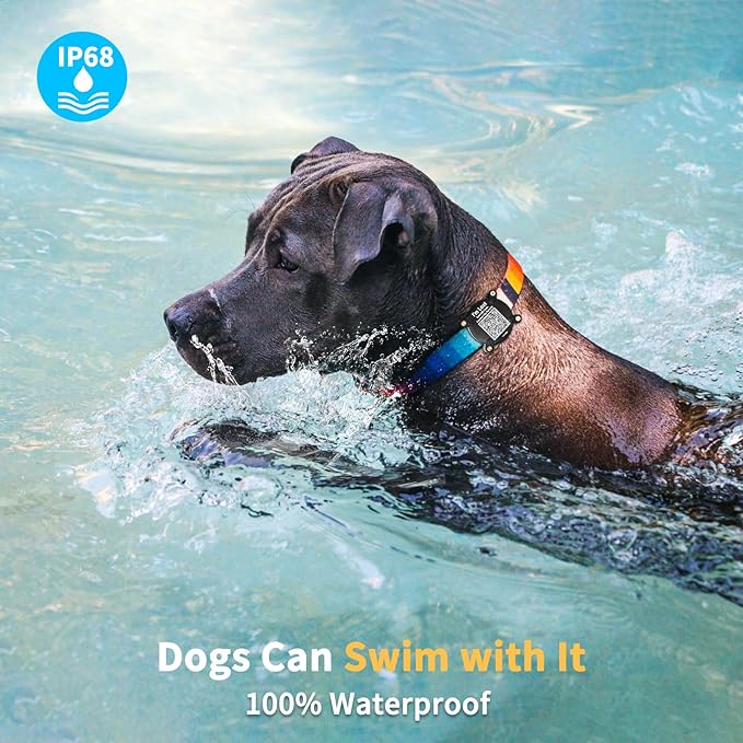 Dog Collar Airtag Holder with QR Code Dog Tag, Dog Airtag Holder with 100% Waterproof for Dog and Cat,Ultra Durable Pet Airtag Holder with Dog Name Tags Personalized for Most Widths Of Collars (Black)