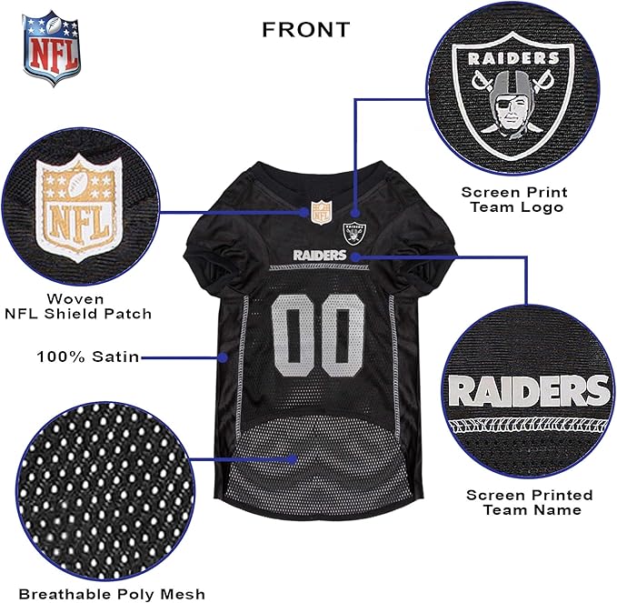 NFL Raiders Dog Jersey, Size: XX-Large. Best Football Jersey Costume for Dogs & Cats. Licensed Jersey Shirt