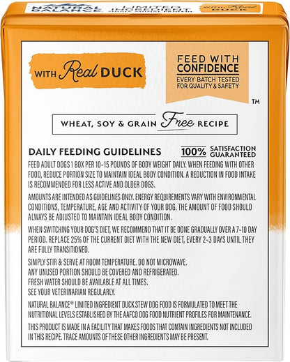 Natural Balance Limited Ingredient Adult Grain-Free Stew Wet Dog Food, Reserve Duck with Carrots & Potatoes, 11 Ounce (Pack of 12)